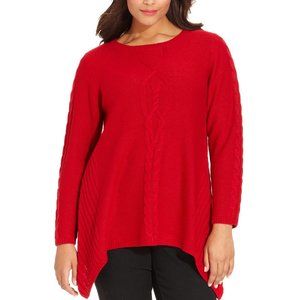 Style & Co Red Amore Handkerchief Hem Sweater